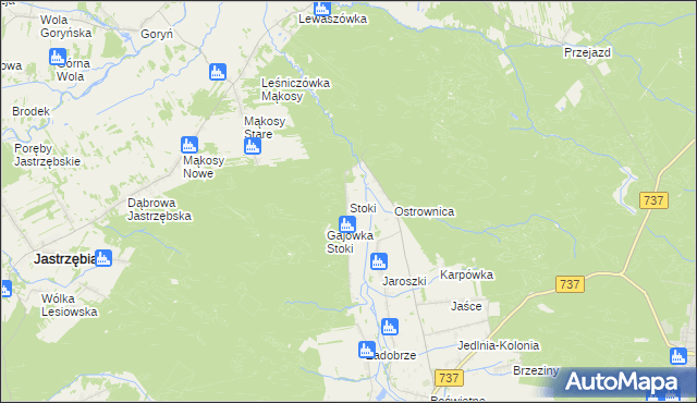 mapa Stoki gmina Pionki, Stoki gmina Pionki na mapie Targeo