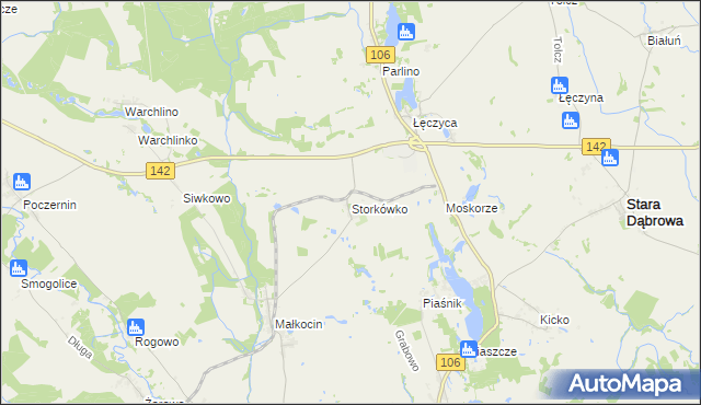 mapa Storkówko, Storkówko na mapie Targeo