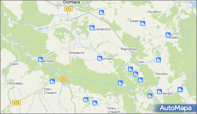 mapa Storkowo gmina Grzmiąca, Storkowo gmina Grzmiąca na mapie Targeo