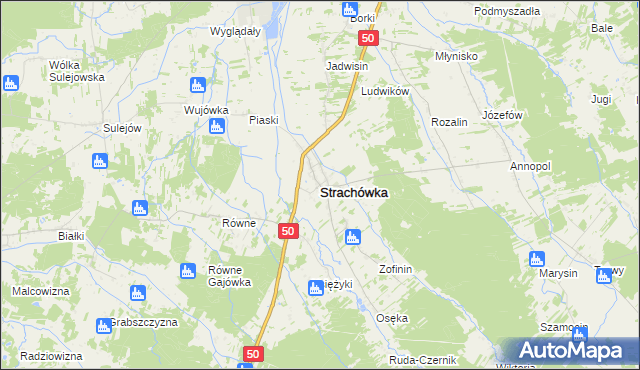 mapa Strachówka, Strachówka na mapie Targeo