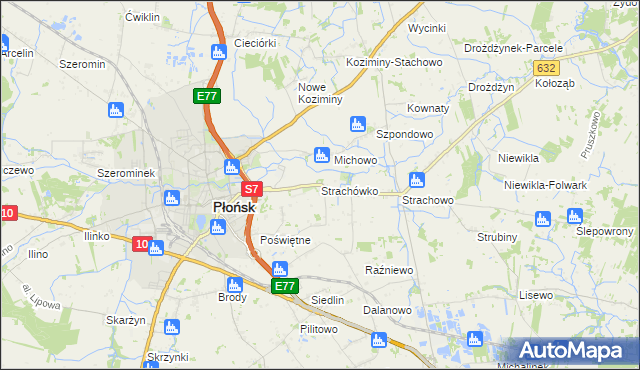 mapa Strachówko, Strachówko na mapie Targeo