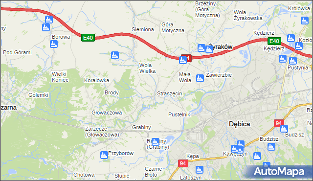 mapa Straszęcin, Straszęcin na mapie Targeo