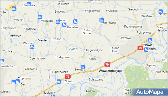 mapa Stręgoborzyce, Stręgoborzyce na mapie Targeo