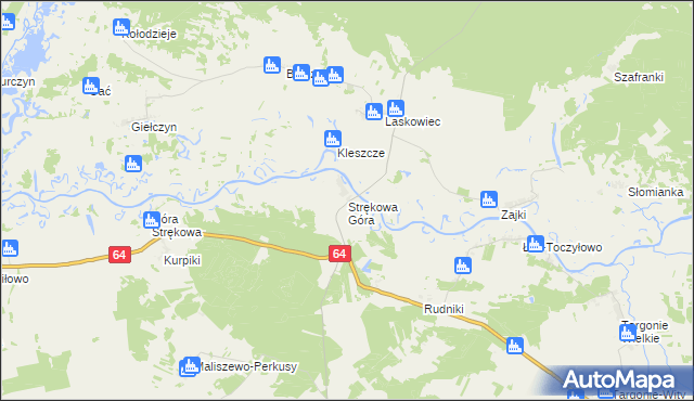 mapa Strękowa Góra, Strękowa Góra na mapie Targeo