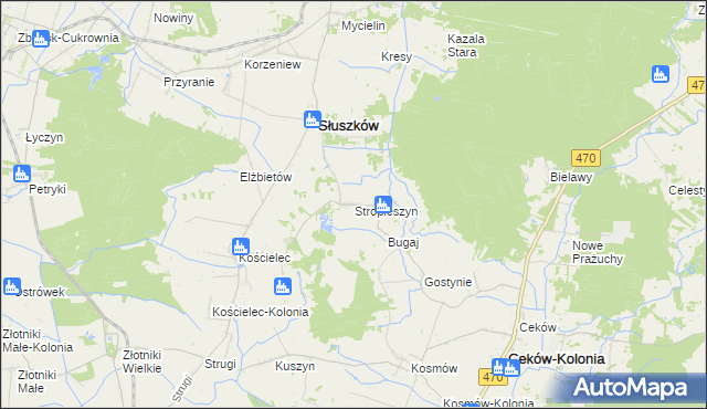 mapa Stropieszyn gmina Mycielin, Stropieszyn gmina Mycielin na mapie Targeo