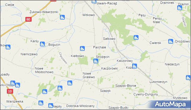 mapa Strożęcin, Strożęcin na mapie Targeo