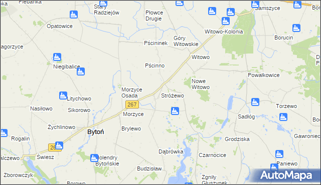 mapa Stróżewo gmina Bytoń, Stróżewo gmina Bytoń na mapie Targeo