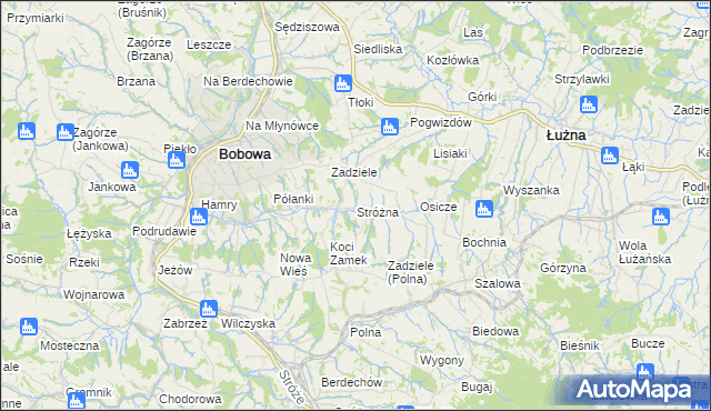 mapa Stróżna, Stróżna na mapie Targeo