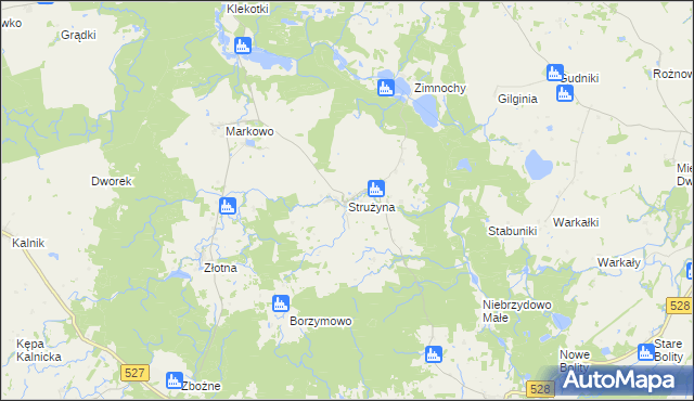 mapa Strużyna gmina Morąg, Strużyna gmina Morąg na mapie Targeo