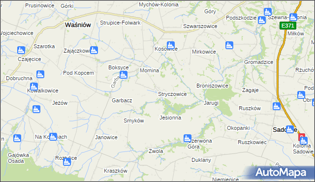 mapa Stryczowice, Stryczowice na mapie Targeo