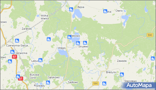 mapa Stryjewo, Stryjewo na mapie Targeo