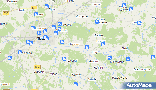 mapa Stryjki gmina Tłuszcz, Stryjki gmina Tłuszcz na mapie Targeo