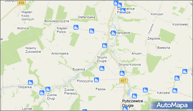 mapa Stryjno Drugie, Stryjno Drugie na mapie Targeo