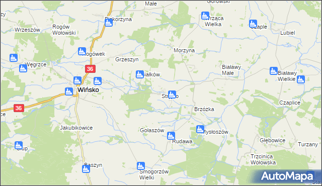 mapa Stryjno gmina Wińsko, Stryjno gmina Wińsko na mapie Targeo