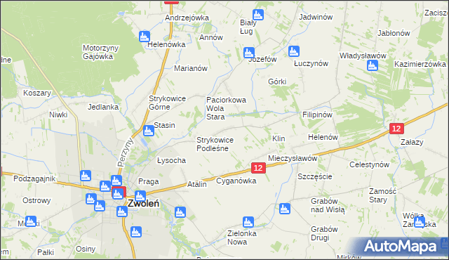 mapa Strykowice Błotne, Strykowice Błotne na mapie Targeo