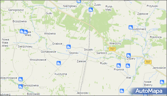 mapa Strzałki gmina Nowe Miasto nad Pilicą, Strzałki gmina Nowe Miasto nad Pilicą na mapie Targeo