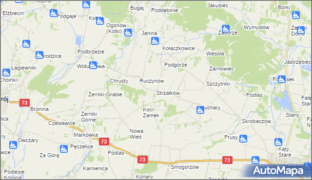 mapa Strzałków gmina Stopnica, Strzałków gmina Stopnica na mapie Targeo