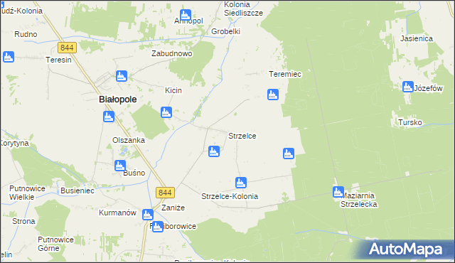 mapa Strzelce gmina Białopole, Strzelce gmina Białopole na mapie Targeo