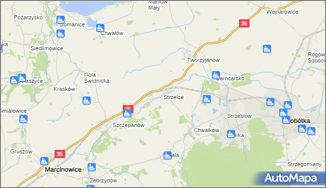 mapa Strzelce gmina Marcinowice, Strzelce gmina Marcinowice na mapie Targeo