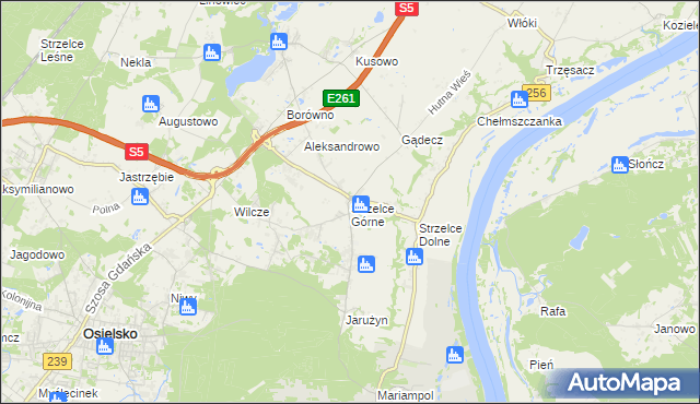 mapa Strzelce Górne, Strzelce Górne na mapie Targeo