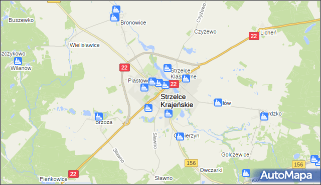 mapa Strzelce Krajeńskie, Strzelce Krajeńskie na mapie Targeo