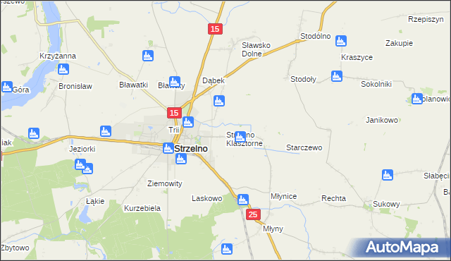 mapa Strzelno Klasztorne, Strzelno Klasztorne na mapie Targeo