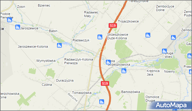 mapa Strzeszkowice Duże, Strzeszkowice Duże na mapie Targeo