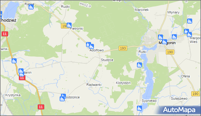 mapa Studźce, Studźce na mapie Targeo