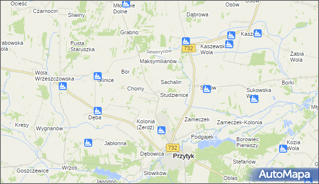 mapa Studzienice gmina Przytyk, Studzienice gmina Przytyk na mapie Targeo