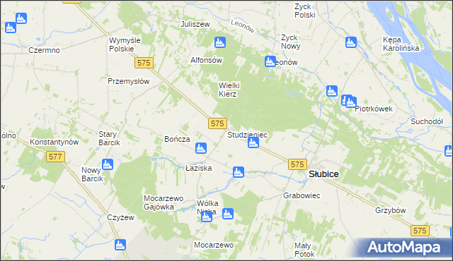 mapa Studzieniec gmina Słubice, Studzieniec gmina Słubice na mapie Targeo