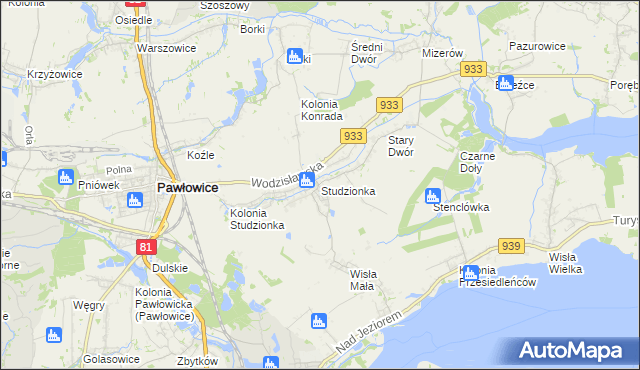 mapa Studzionka gmina Pszczyna, Studzionka gmina Pszczyna na mapie Targeo