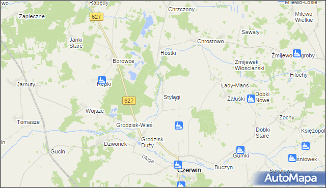 mapa Stylągi, Stylągi na mapie Targeo