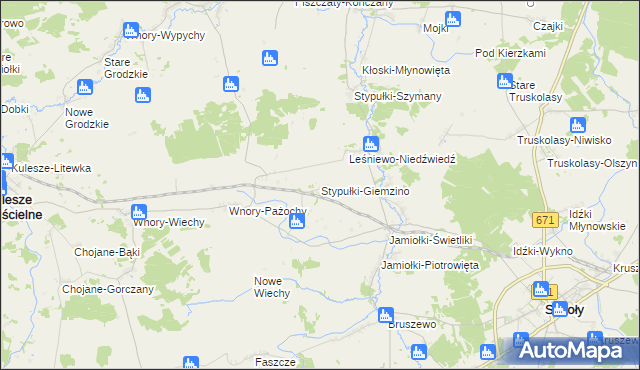 mapa Stypułki-Giemzino, Stypułki-Giemzino na mapie Targeo