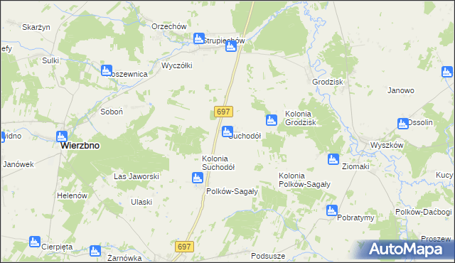 mapa Suchodół gmina Grębków, Suchodół gmina Grębków na mapie Targeo