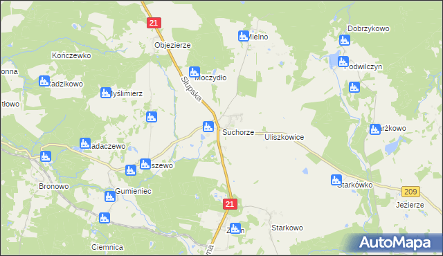 mapa Suchorze, Suchorze na mapie Targeo