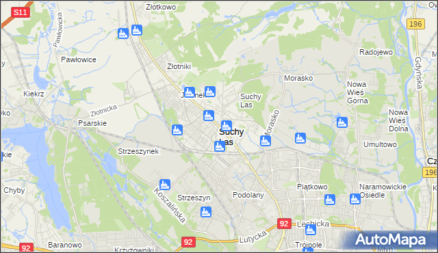 mapa Suchy Las powiat poznański, Suchy Las powiat poznański na mapie Targeo