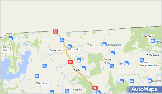 mapa Suczki gmina Węgorzewo, Suczki gmina Węgorzewo na mapie Targeo