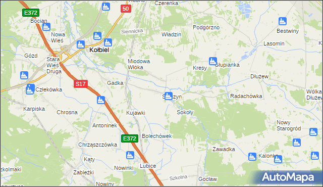 mapa Sufczyn gmina Kołbiel, Sufczyn gmina Kołbiel na mapie Targeo