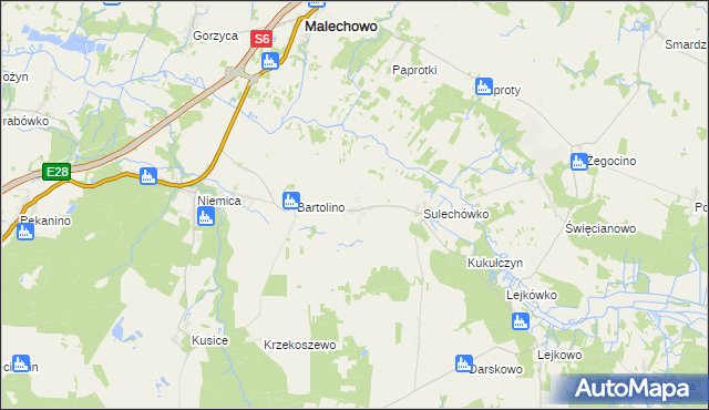 mapa Sulechowo, Sulechowo na mapie Targeo