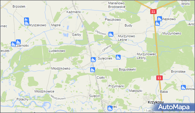 mapa Sulęcinek, Sulęcinek na mapie Targeo