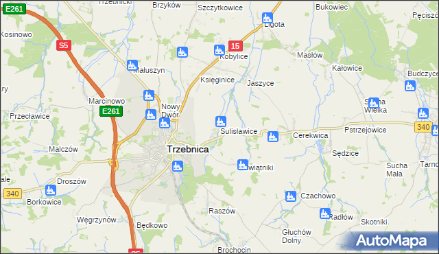 mapa Sulisławice gmina Trzebnica, Sulisławice gmina Trzebnica na mapie Targeo