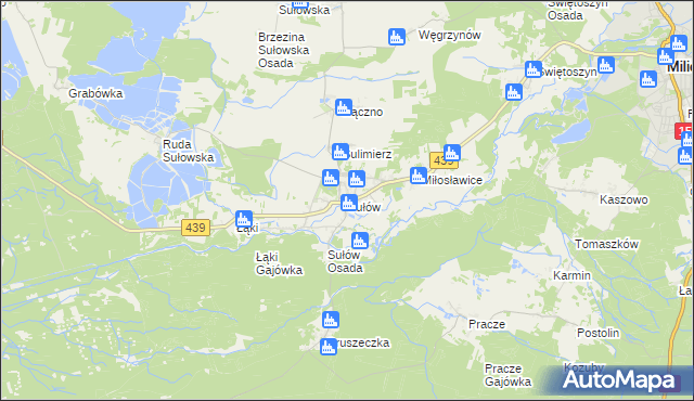 mapa Sułów gmina Milicz, Sułów gmina Milicz na mapie Targeo