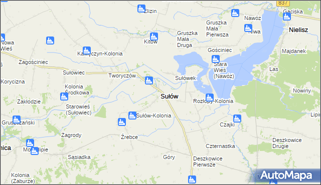 mapa Sułów powiat zamojski, Sułów powiat zamojski na mapie Targeo