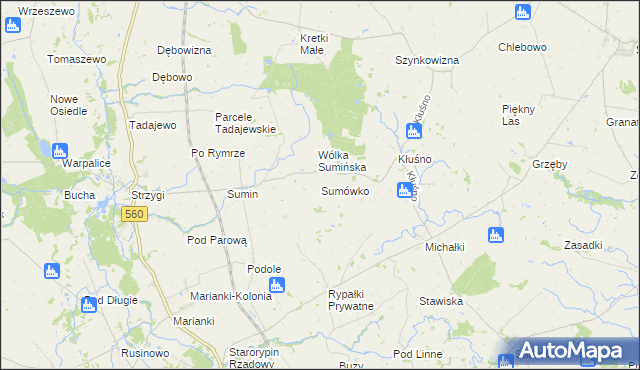 mapa Sumówko gmina Osiek, Sumówko gmina Osiek na mapie Targeo