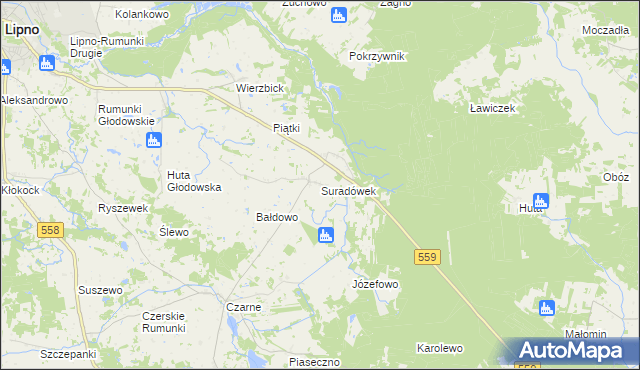 mapa Suradówek, Suradówek na mapie Targeo