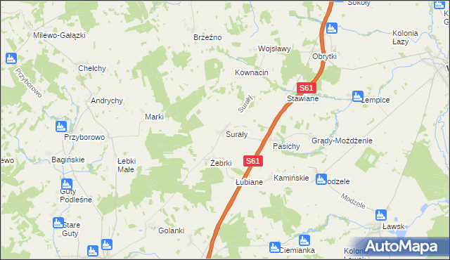 mapa Surały, Surały na mapie Targeo