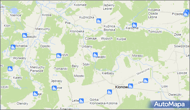 mapa Świątki gmina Klonowa, Świątki gmina Klonowa na mapie Targeo