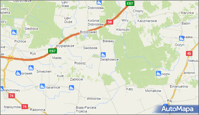 mapa Świątkowice gmina Lututów, Świątkowice gmina Lututów na mapie Targeo