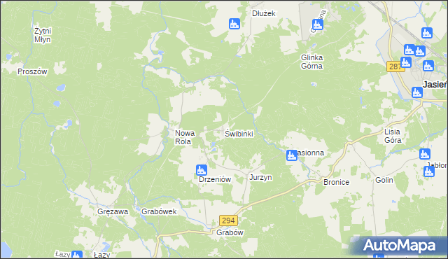 mapa Świbinki, Świbinki na mapie Targeo