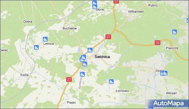 mapa Świdnica powiat zielonogórski, Świdnica powiat zielonogórski na mapie Targeo